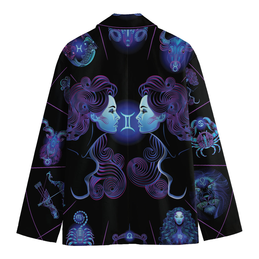 Gemini And Astrological Signs Print Men's Cotton Blazer