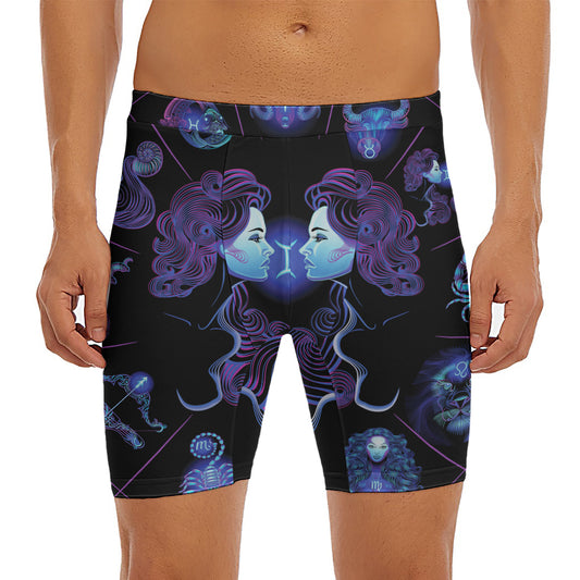 Gemini And Astrological Signs Print Men's Long Boxer Briefs
