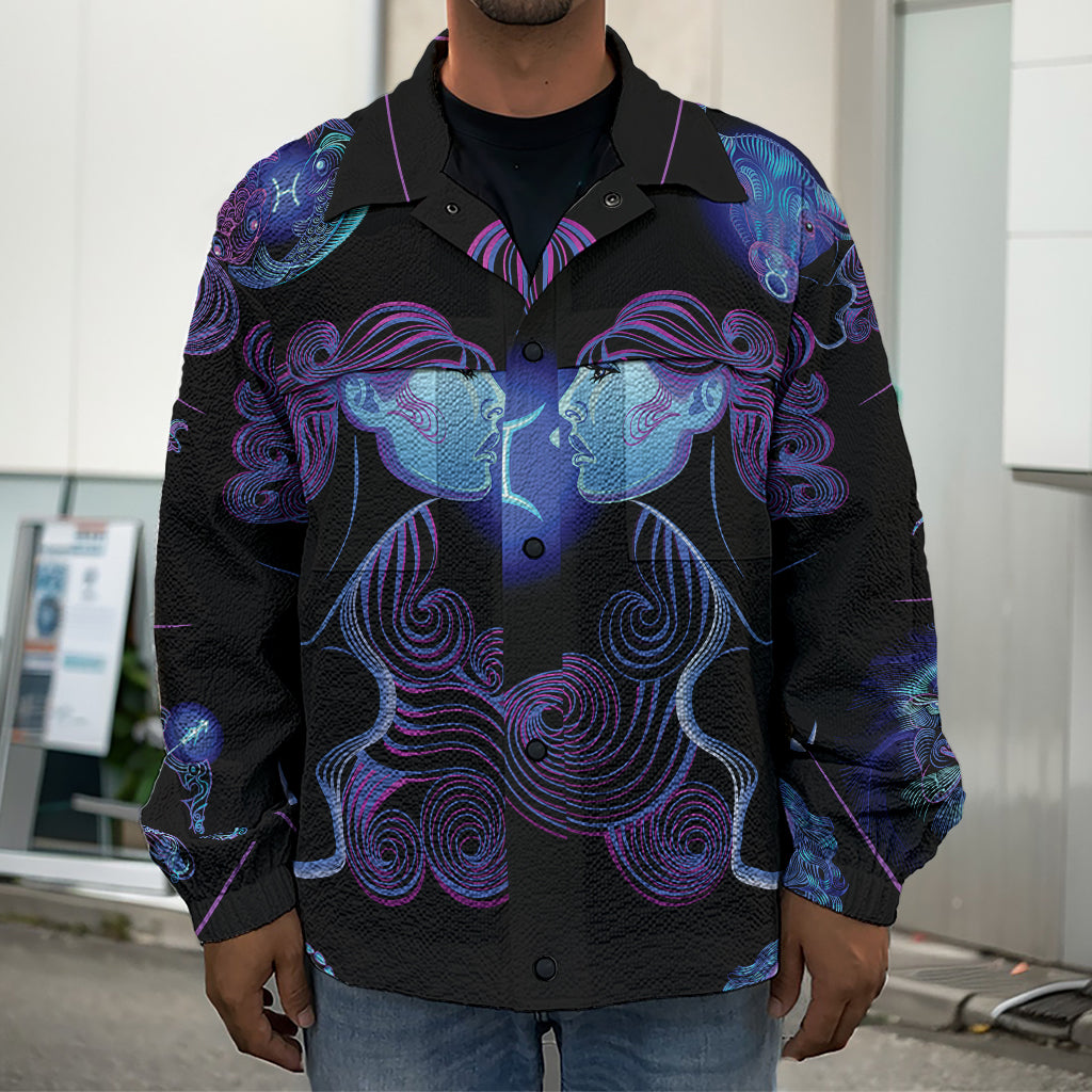 Gemini And Astrological Signs Print Men's Shirt Jacket