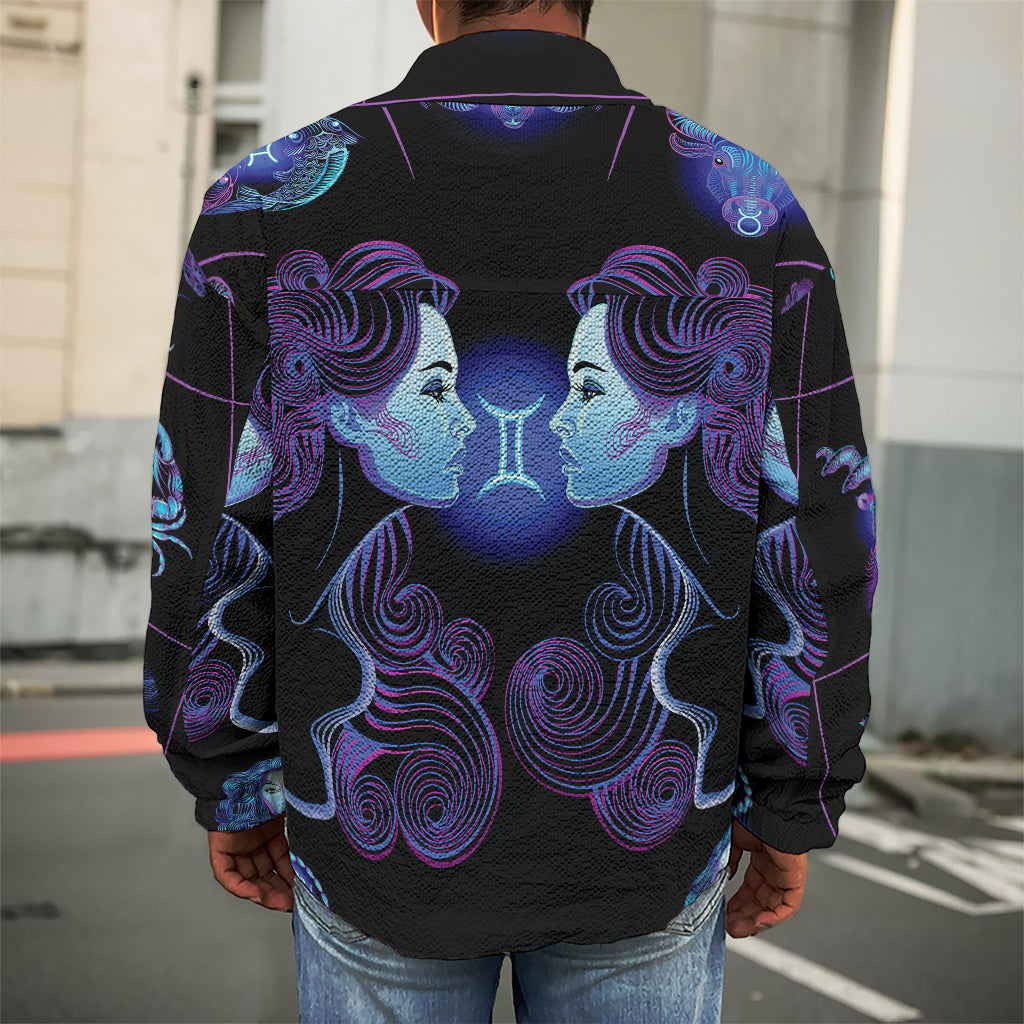 Gemini And Astrological Signs Print Men's Shirt Jacket