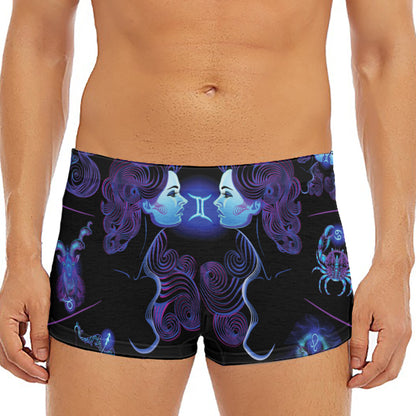 Gemini And Astrological Signs Print Men's Short Boxer Briefs