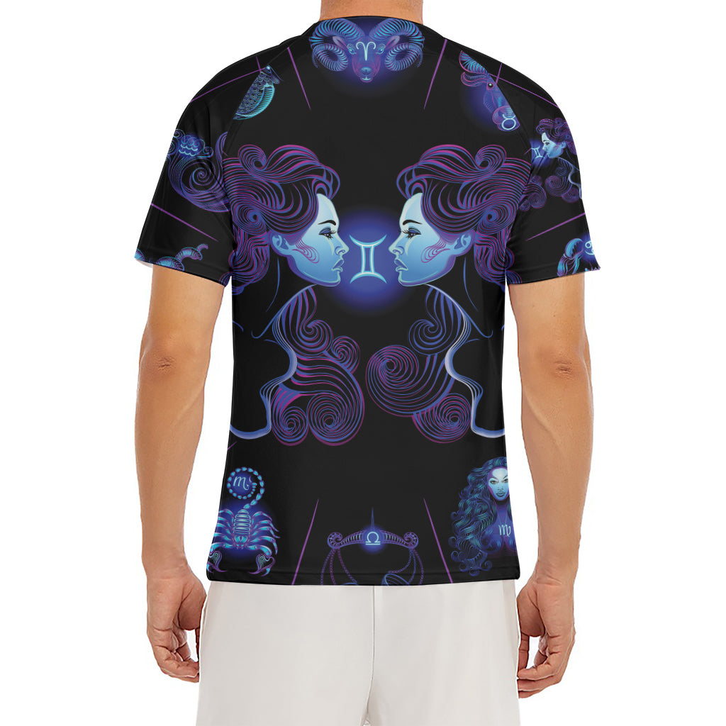 Gemini And Astrological Signs Print Men's Short Sleeve Rash Guard