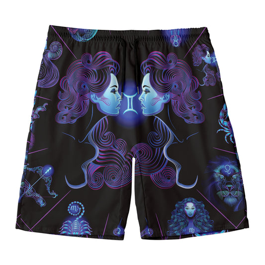 Gemini And Astrological Signs Print Men's Swim Trunks