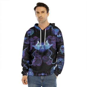 Gemini And Astrological Signs Print Men's Velvet Pullover Hoodie