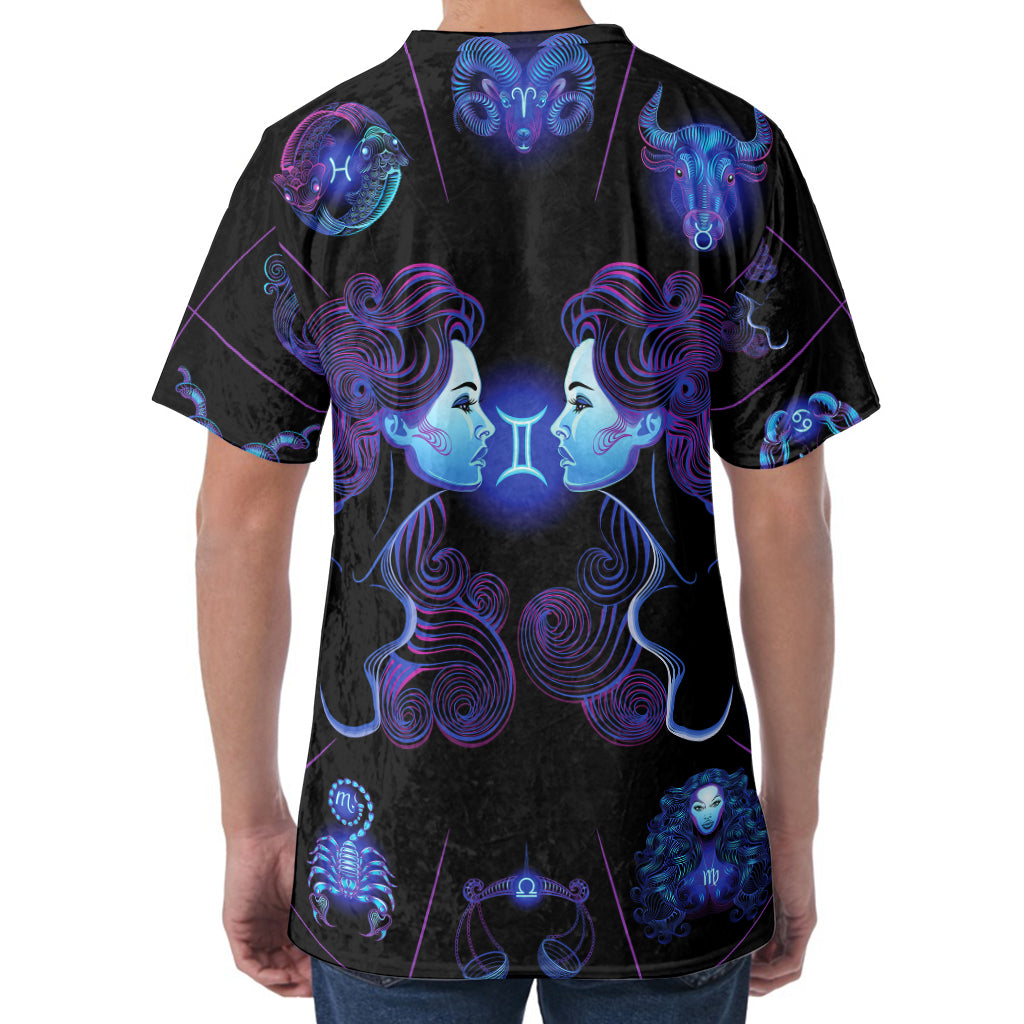 Gemini And Astrological Signs Print Men's Velvet T-Shirt