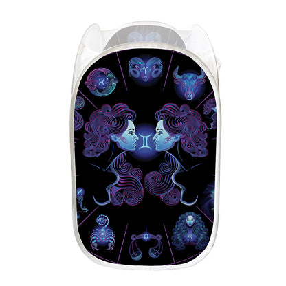Gemini And Astrological Signs Print Mesh Laundry Hamper