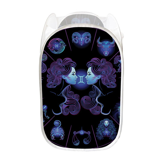 Gemini And Astrological Signs Print Mesh Laundry Hamper