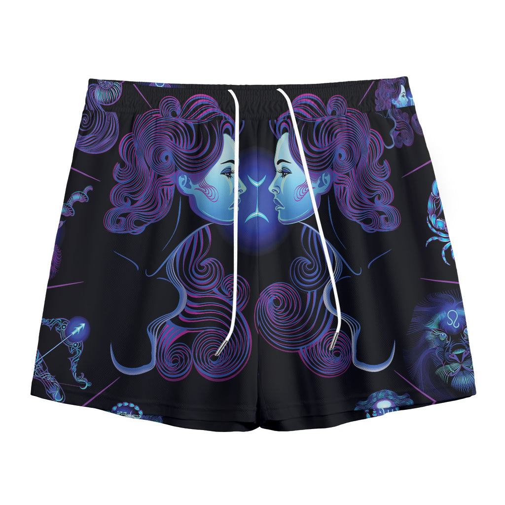 Gemini And Astrological Signs Print Mesh Shorts