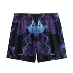 Gemini And Astrological Signs Print Mesh Shorts
