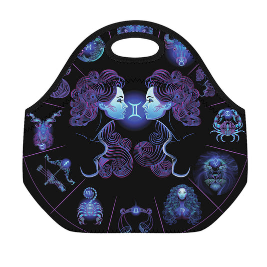 Gemini And Astrological Signs Print Neoprene Lunch Bag