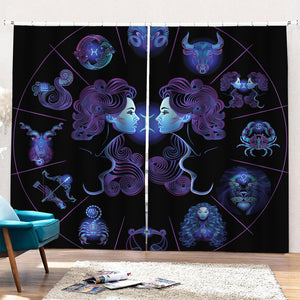 Gemini And Astrological Signs Print Pencil Pleat Curtains