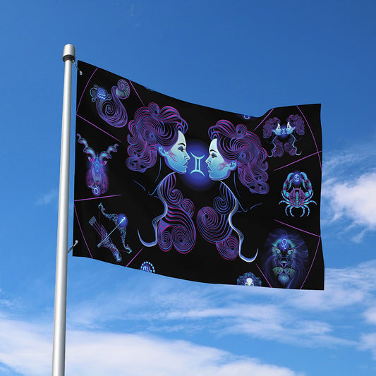 Gemini And Astrological Signs Print Polyester Flag