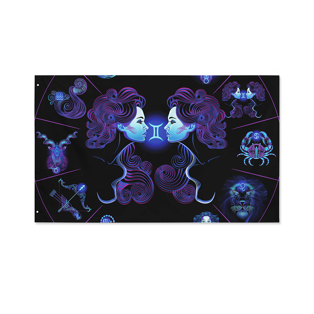 Gemini And Astrological Signs Print Polyester Flag