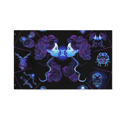 Gemini And Astrological Signs Print Polyester Flag