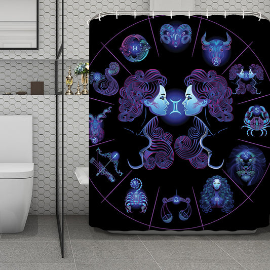 Gemini And Astrological Signs Print Polyester Shower Curtain