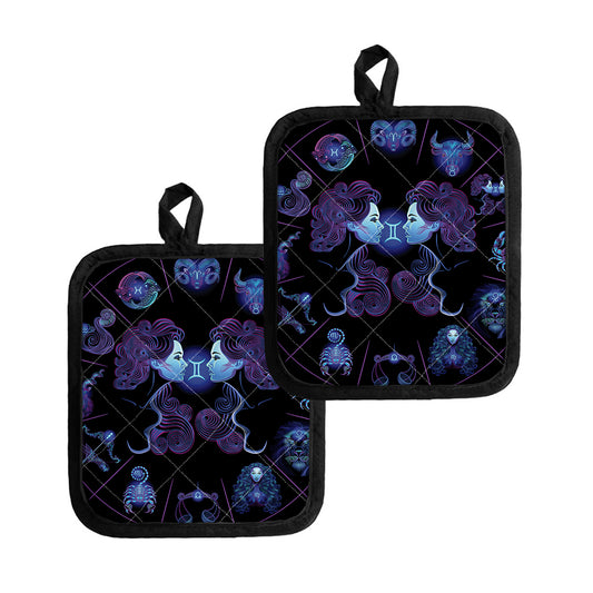 Gemini And Astrological Signs Print Pot Holders
