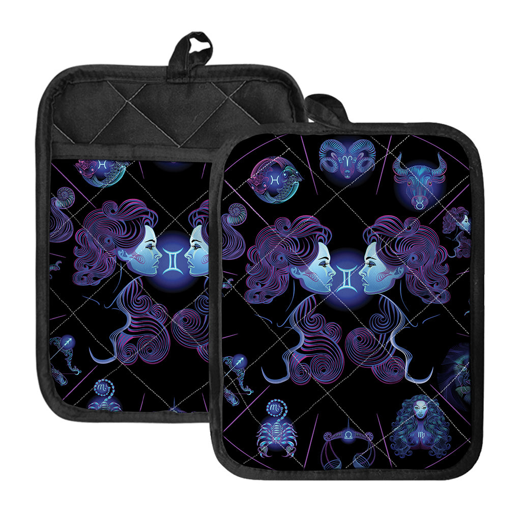 Gemini And Astrological Signs Print Pot Holders With Pocket