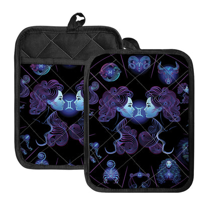 Gemini And Astrological Signs Print Pot Holders With Pocket