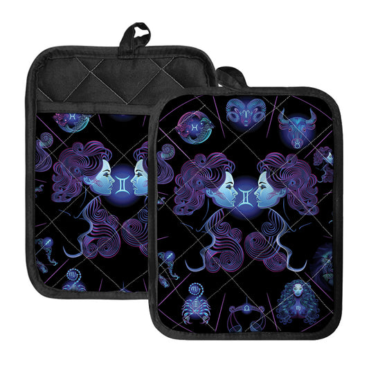 Gemini And Astrological Signs Print Pot Holders With Pocket
