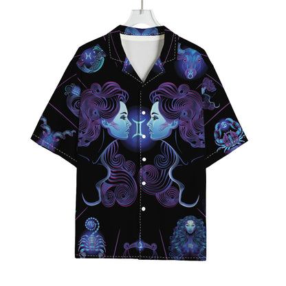 Gemini And Astrological Signs Print Rayon Hawaiian Shirt