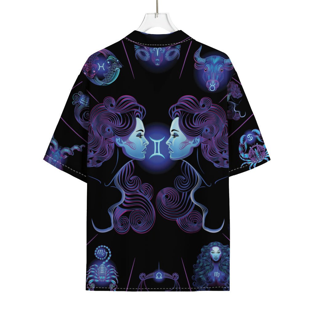Gemini And Astrological Signs Print Rayon Hawaiian Shirt