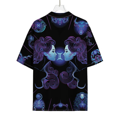Gemini And Astrological Signs Print Rayon Hawaiian Shirt