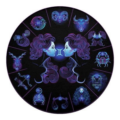 Gemini And Astrological Signs Print Round Blanket