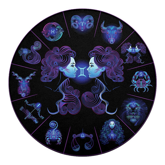 Gemini And Astrological Signs Print Round Blanket