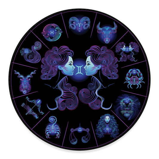 Gemini And Astrological Signs Print Round Floor Mat
