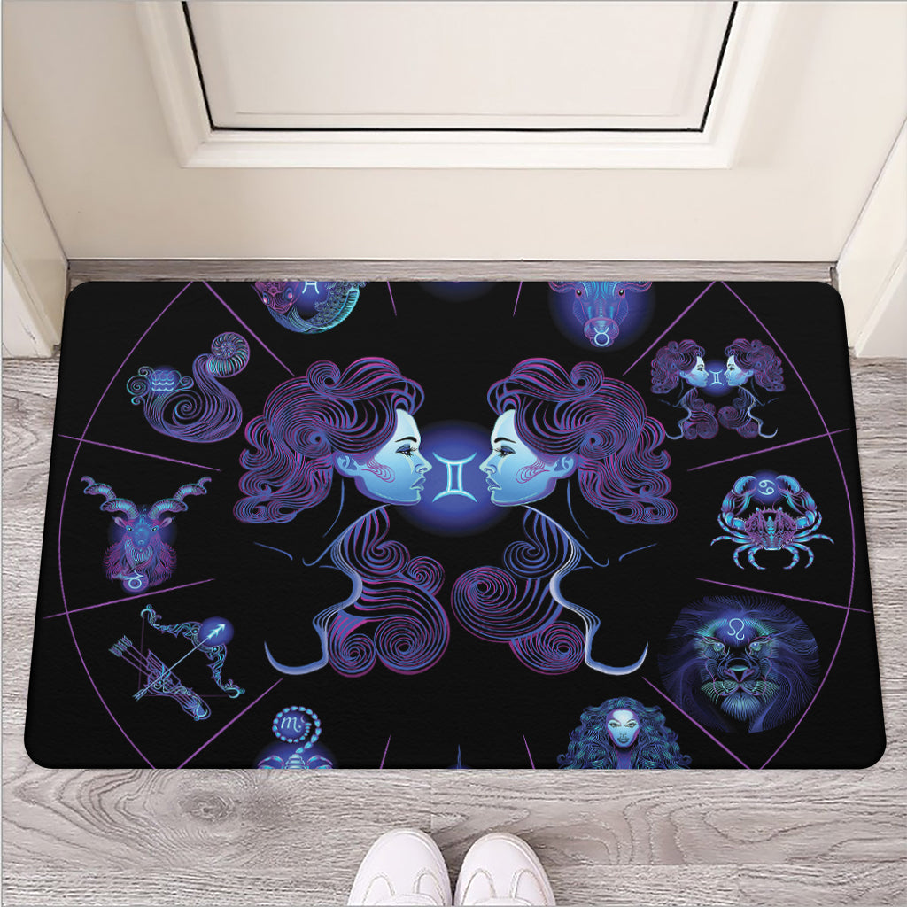 Gemini And Astrological Signs Print Rubber Doormat