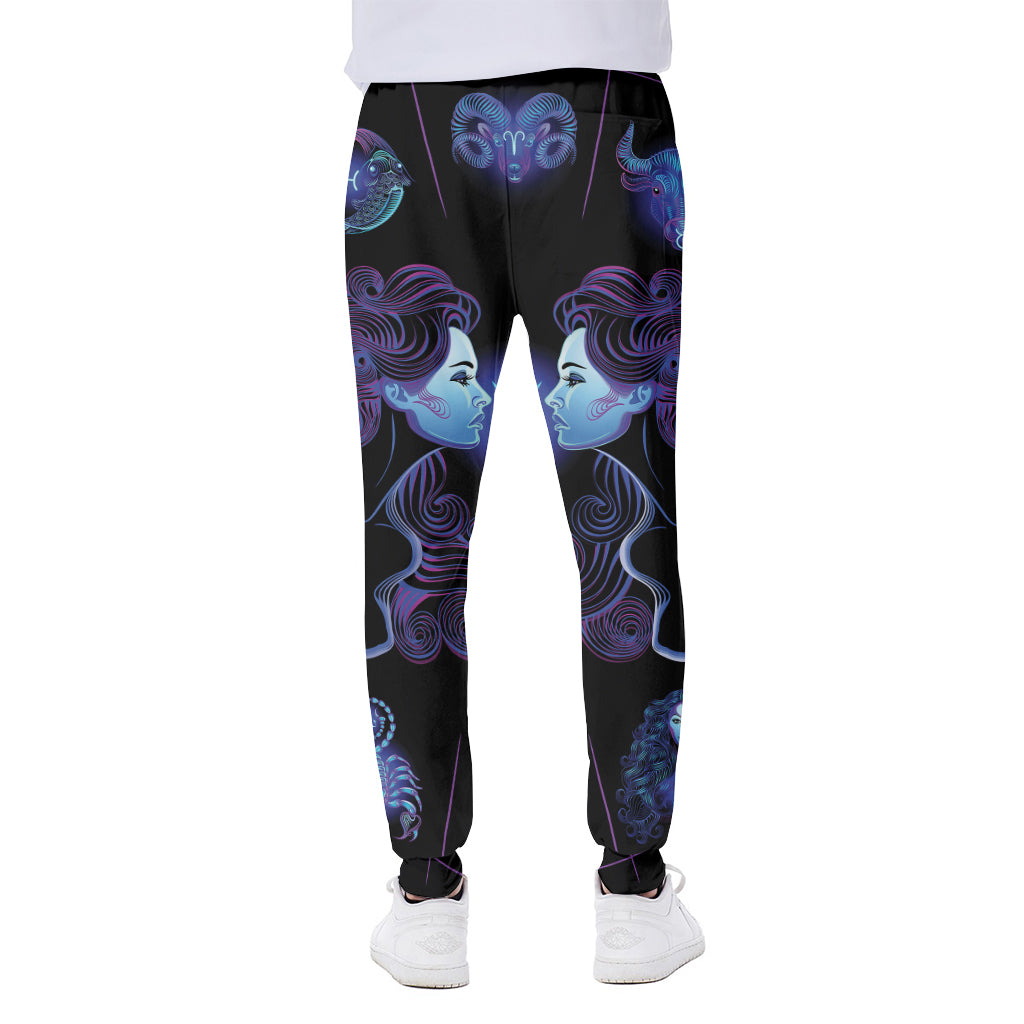 Gemini And Astrological Signs Print Scuba Joggers