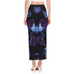 Gemini And Astrological Signs Print Side Slit Maxi Skirt