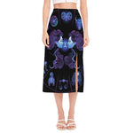 Gemini And Astrological Signs Print Side Slit Midi Skirt