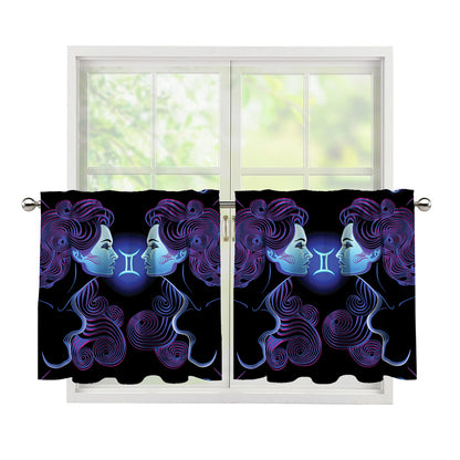 Gemini And Astrological Signs Print Tier Curtains