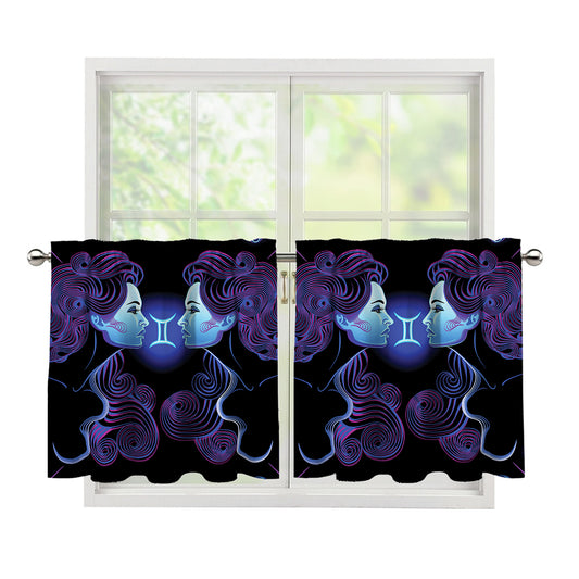 Gemini And Astrological Signs Print Tier Curtains