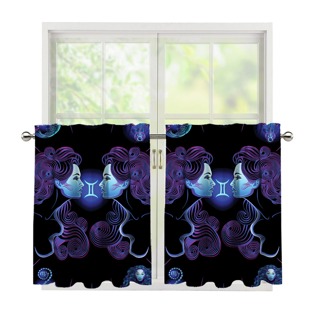 Gemini And Astrological Signs Print Tier Curtains