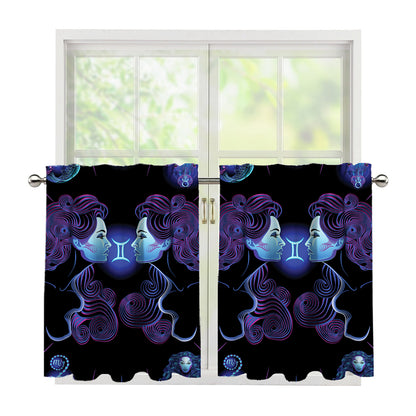 Gemini And Astrological Signs Print Tier Curtains