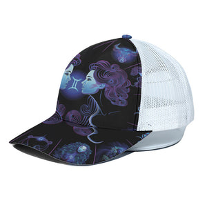 Gemini And Astrological Signs Print White Mesh Trucker Cap