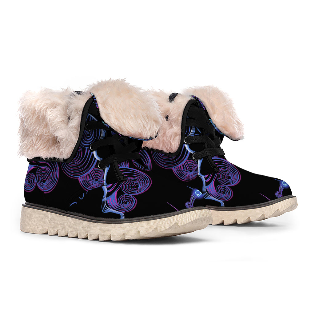 Gemini And Astrological Signs Print Winter Boots