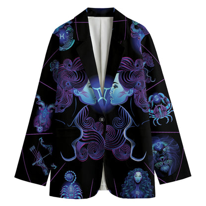 Gemini And Astrological Signs Print Women's Blazer