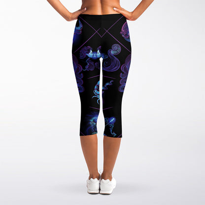 Gemini And Astrological Signs Print Women's Capri Leggings