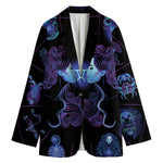 Gemini And Astrological Signs Print Women's Cotton Blazer