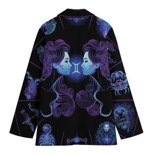 Gemini And Astrological Signs Print Women's Cotton Blazer