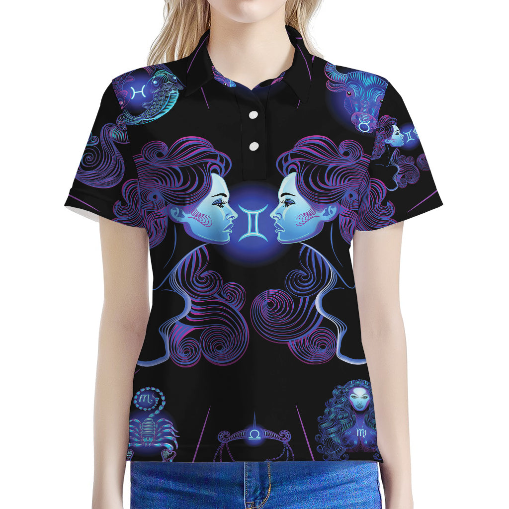 Gemini And Astrological Signs Print Women's Polo Shirt