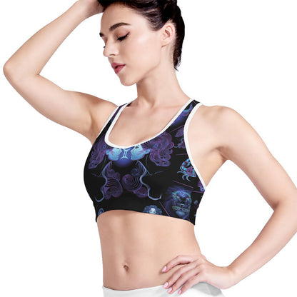 Gemini And Astrological Signs Print Women's Sports Bra