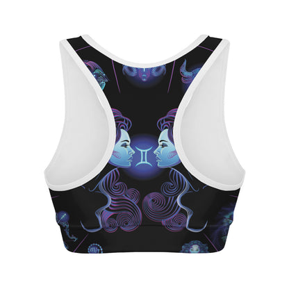Gemini And Astrological Signs Print Women's Sports Bra