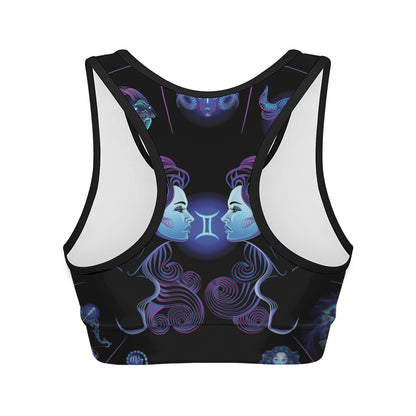Gemini And Astrological Signs Print Women's Sports Bra