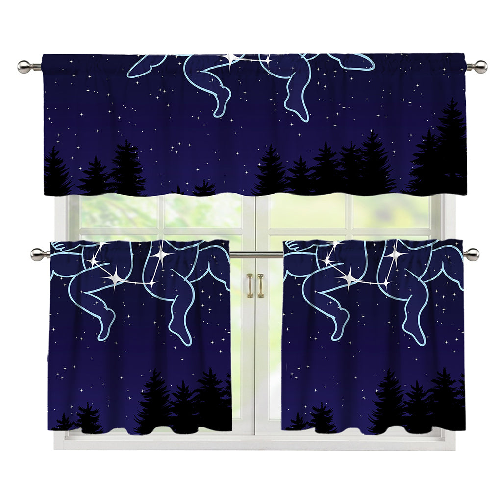 Gemini Constellation Print 3 Piece Kitchen Curtains