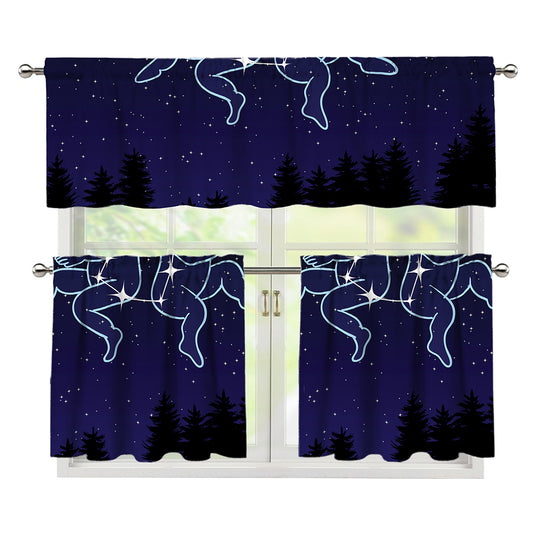 Gemini Constellation Print 3 Piece Kitchen Curtains