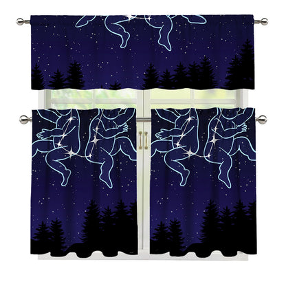 Gemini Constellation Print 3 Piece Kitchen Curtains